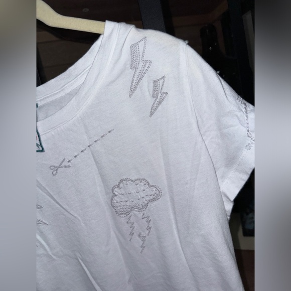 Johnny Was Sovanna embroidered Cap short Sleeve tee crewneck sun moon stars rain - Picture 6 of 8